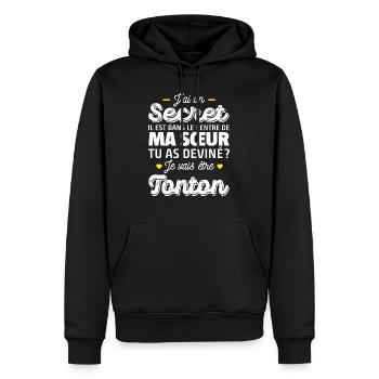 je vais être tonton / futur tonton - Sweat à capuche Premium bio Homme - noir - Devant - Nico (187cm)