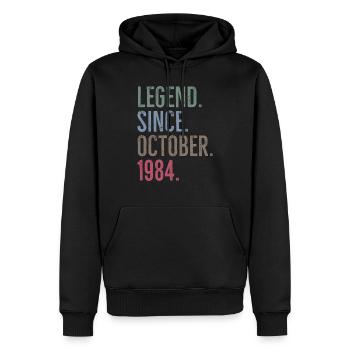 Légende depuis octobre 1984 - Sweat à capuche Premium bio Homme - noir - Devant - Nico (187cm)