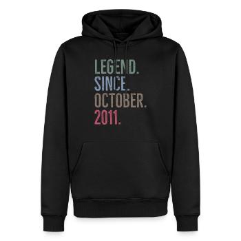 Légende depuis octobre 2011 - Sweat à capuche Premium bio Homme - noir - Devant - Nico (187cm)