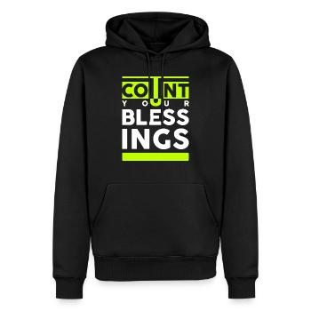 Count your blessings. Count your blessings - Men’s Premium Organic Hoodie - black - Front - Nico (187cm)
