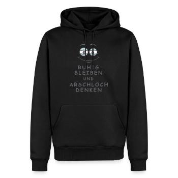 Arschloch denken - Männer Premium Bio Hoodie - Schwarz - Vorne - Nico (187cm)