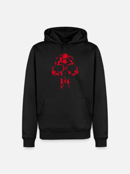 Skull - Neanderthal RED - Men’s Premium Organic Hoodie - black