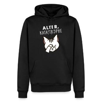 Alter, Katastrophe - Kater Katze Facepalm - Männer Premium Bio Hoodie - Schwarz - Vorne - Nico (187cm)