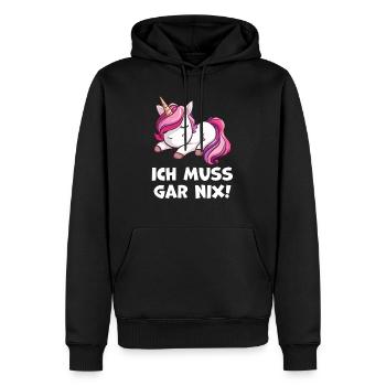 Ich muss gar nix Einhorn Liebhaber Geschenkidee - Männer Premium Bio Hoodie - Schwarz - Vorne - Nico (187cm)