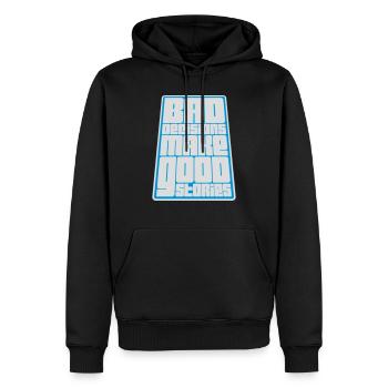 bad decisions great stories - Männer Premium Bio Hoodie - Schwarz - Vorne - Nico (187cm)