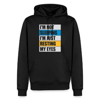 im not sleeping Zitat - Männer Premium Bio Hoodie - Schwarz - Vorne - Nico (187cm)