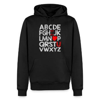 Alphabet ABC I Love You T Shirt Valentines Day - Sweat à capuche Premium bio Homme - noir - Devant - Nico (187cm)
