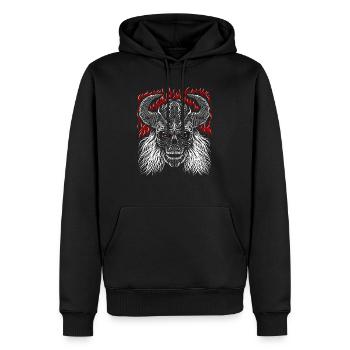 Stammes-Wikinger-Schädel - Männer Premium Bio Hoodie - Schwarz - Vorne - Nico (187cm)