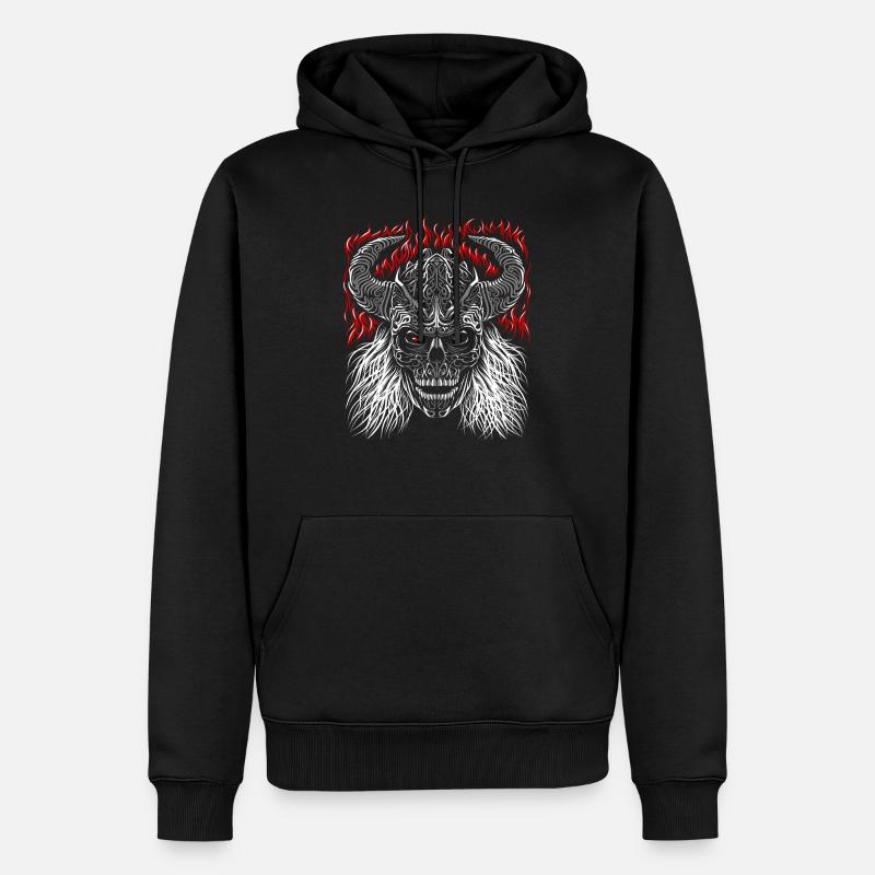 Stammes-Wikinger-Schädel - Männer Premium Bio Hoodie - Schwarz