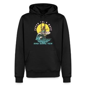 Attrapez cette vague et pendez dix surfeurs rétro drôles - Sweat à capuche Premium bio Homme - noir - Devant - Nico (187cm)
