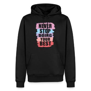 Never stop doing your best - Sweat à capuche Premium bio Homme - noir - Devant - Nico (187cm)