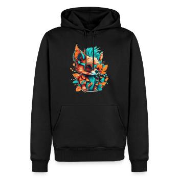 Wild Fuchs in Freizeit im Urlaub mit Sonnenbrille - Männer Premium Bio Hoodie - Schwarz - Vorne - Nico (187cm)