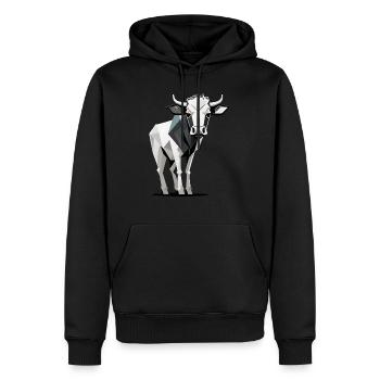 Minimalistische Kuh - Männer Premium Bio Hoodie - Schwarz - Vorne - Nico (187cm)