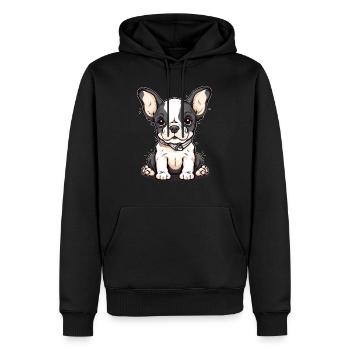 Chiot mignon - Sweat à capuche Premium bio Homme - noir - Devant - Nico (187cm)