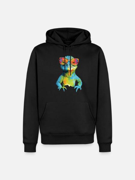 Geck the spectacled lizard - Men’s Premium Organic Hoodie - black