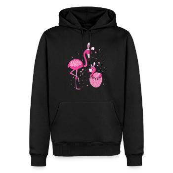 Flamant rose de Pâques Maman et enfant adorent l’imprimé léopard - Sweat à capuche Premium bio Homme - noir - Devant - Nico (187cm)