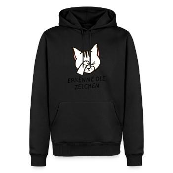 Erkenne Die Zeichen - Katze Kater Facepalm - Männer Premium Bio Hoodie - Schwarz - Vorne - Nico (187cm)