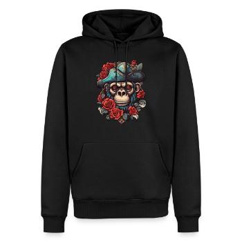 Singe pirate - Sweat à capuche Premium bio Homme - noir - Devant - Nico (187cm)