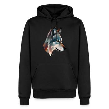 wolf - Men’s Premium Organic Hoodie - black - Front - Nico (187cm)