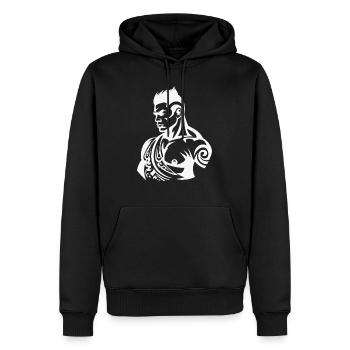 Tribal Boxer / Fighter Logo Tattoo Design - Sweat à capuche Premium bio Homme - noir - Devant - Nico (187cm)