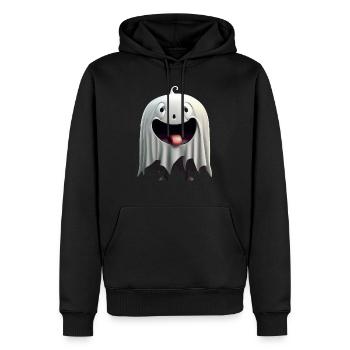 Joyeux Halloween mignon fantôme langue effrayante drôle - Sweat à capuche Premium bio Homme - noir - Devant - Nico (187cm)