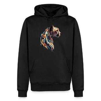 Farbenfroher abstrakter Gepard - Männer Premium Bio Hoodie - Schwarz - Vorne - Nico (187cm)