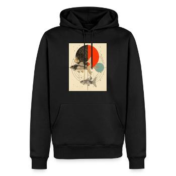 Poissons collage art astrologie - Sweat à capuche Premium bio Homme - noir - Devant - Nico (187cm)