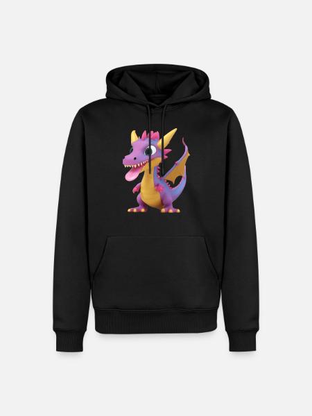 Ein niedliches Drachen Monster mit langer Zunge - Männer Premium Bio Hoodie - Schwarz
