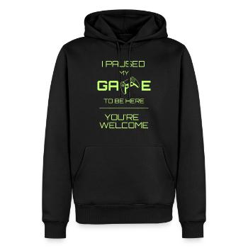 Ich habe mein Spiel Lime pausiert - Männer Premium Bio Hoodie - Schwarz - Vorne - Nico (187cm)