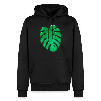 Feuille de verre Monstera - Sweat à capuche Premium bio Homme - noir - Devant - Nico (187cm)