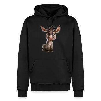 With donkeys you need sensitivity and respect - Men’s Premium Organic Hoodie - black - Front - Nico (187cm)