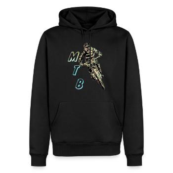 MTB-Abfahrt - Männer Premium Bio Hoodie - Schwarz - Vorne - Nico (187cm)