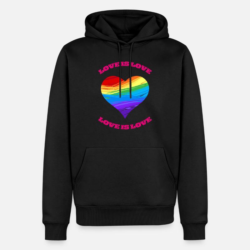 Liebe ist Liebe. Regenbogen-Herz-Design. - Männer Premium Bio Hoodie - Schwarz