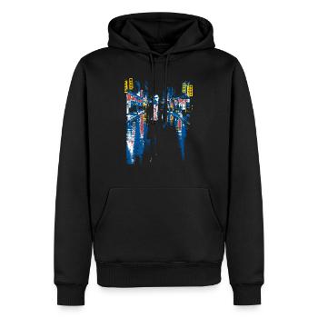.point_city__soho - Men’s Premium Organic Hoodie - black - Front - Nico (187cm)