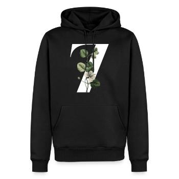 Nummer 7 Blumengrün -7. Blumengeburtstag - Männer Premium Bio Hoodie - Schwarz - Vorne - Nico (187cm)