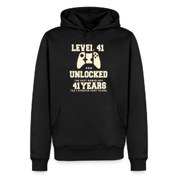 Level 41 Vintage Anniversaire Vintage Rétro - Sweat à capuche Premium bio Homme - noir - Devant - Nico (187cm)