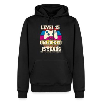Original 2009 15 Jahre Level 15 freischalten - Männer Premium Bio Hoodie - Schwarz - Vorne - Nico (187cm)