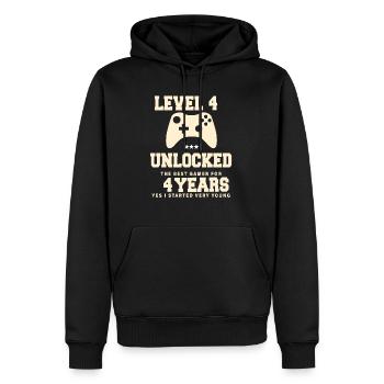 Level 4 Vintage Anniversaire Vintage Rétro - Sweat à capuche Premium bio Homme - noir - Devant - Nico (187cm)