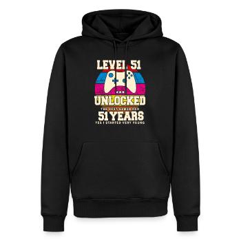 Original 1973 51 Jahre Level 51 freischalten - Männer Premium Bio Hoodie - Schwarz - Vorne - Nico (187cm)