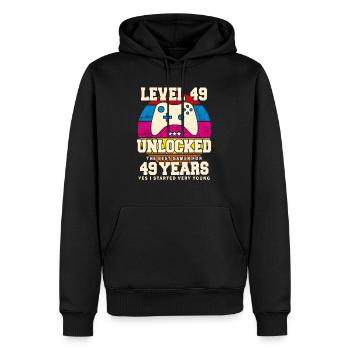 Original 1975 49 ans Niveau 49 Débloquer - Sweat à capuche Premium bio Homme - noir - Devant - Nico (187cm)