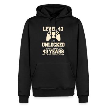 Level 43 Vintage Retro Vintage Geburtstag - Männer Premium Bio Hoodie - Schwarz - Vorne - Nico (187cm)