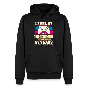 Original 1957 67 Jahre alt Level 67 freischalten - Männer Premium Bio Hoodie - Schwarz - Vorne - Nico (187cm)