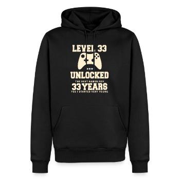 Level 33 Vintage Retro Vintage Jubiläum - Männer Premium Bio Hoodie - Schwarz - Vorne - Nico (187cm)