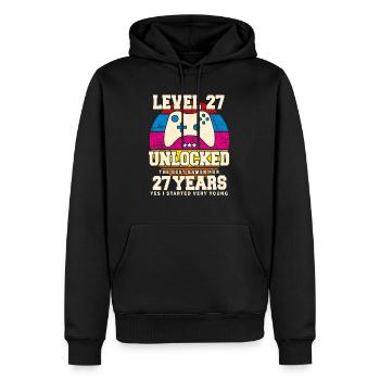 Original 1997 27 Jahre Level 27 freischalten - Männer Premium Bio Hoodie - Schwarz - Vorne - Nico (187cm)