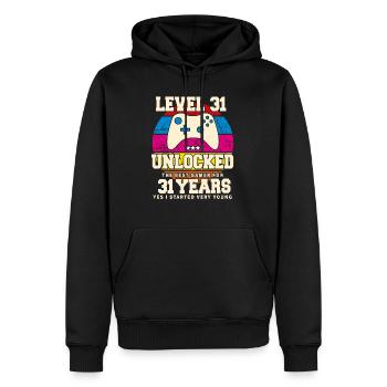 Original 1993 31 ans Niveau 31 Débloquer - Sweat à capuche Premium bio Homme - noir - Devant - Nico (187cm)