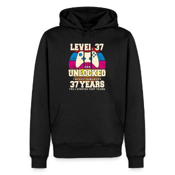 Original 1987 37 Jahre alt Level 37 freischalten - Männer Premium Bio Hoodie - Schwarz - Vorne - Nico (187cm)