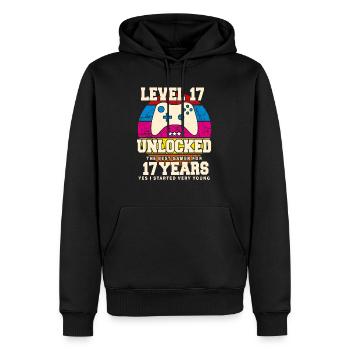 Original 2007 17 Jahre Level 17 Freischalten - Männer Premium Bio Hoodie - Schwarz - Vorne - Nico (187cm)