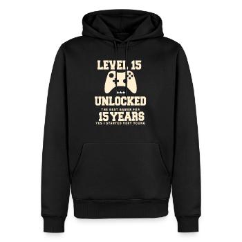 Level 15 Vintage Retro Vintage Geburtstag - Männer Premium Bio Hoodie - Schwarz - Vorne - Nico (187cm)