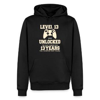 Level 13 Vintage Anniversaire Vintage Rétro - Sweat à capuche Premium bio Homme - noir - Devant - Nico (187cm)