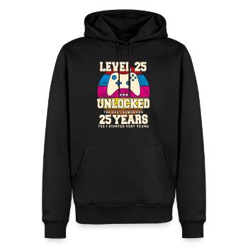 Original 1999 25 Jahre Level 25 Freischalten - Männer Premium Bio Hoodie - Schwarz - Vorne - Nico (187cm)